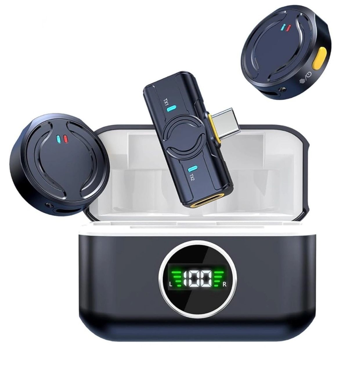 🎤 Q81 Kablosuz Yaka Mikrofonu (Çift Verici + Şarj Kutusu)