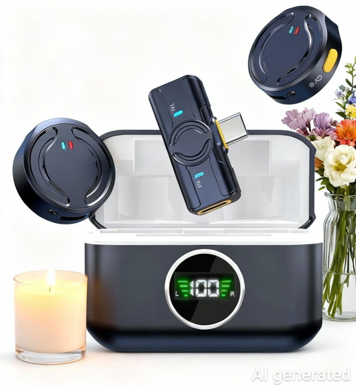 🎤 Q81 Kablosuz Yaka Mikrofonu (Çift Verici + Şarj Kutusu)