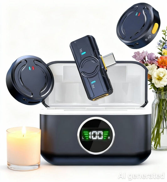 🎤 Q81 Kablosuz Yaka Mikrofonu (Çift Verici + Şarj Kutusu)